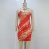 Roupas Femininas Transfronteiriças Estilo Europeu e Americano Lançamentos de Verão 2026 Vestido Bodycon Sexy com Gola de Amarração Estampa de Leopardo Moda