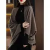 Bufanda Chal de Punto Transfronterizo de Comercio Exterior Doble Propósito Otoño e Invierno Nuevo Color Sólido Holgado y Versátil Cárdigan Exterior para Mujer