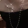 Nuevo collar de perlas artificiales de doble capa, cadena para la clavícula de moda exquisita transfronteriza, cadena de suéter de lujo ligero estilo francés