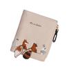 Cartera Bordada para Mujer Estilo Fresco Lindo Dibujo Animado Estilo Coreano Corta con Borla Cierre de Cremallera Plegable Monedero Tarjetero