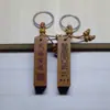 Chaveiro de Madeira de Pessegueiro Pilar Quadrado Sutra do Diamante Chaveiro Cilíndrico Sutra do Coração Mantra Surangama Venda por Atacado de Vendedores de Rua Cabaceira