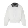 Jaqueta de algodão quente forrada com fleece de inverno Magic Bear com gola de pele sintética, jaqueta de voo estilo "old money" americano, peça de outer wear acolchoada para homens