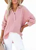 2026 Moda Europeia e Americana Transfronteiriça Estilo Primavera e Outono Blusa Plissada com Botão Manga Longa Cor Sólida Camisa Feminina Top Pulôver Solto