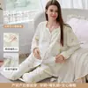 Atacado de gaze de algodão liso para maternidade, novo estilo de outono para gestantes, pijamas e roupas de casa para amamentação pré e pós-parto