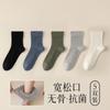 Calcetines para hombre otoño e invierno 9% seda de morera 65% modal calcetines de tubo boca suelta sin apretar los pies sin costuras color sólido calcetines de negocios