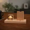 Portalápices de Madera Maciza y Cristal, Luz de Noche, Decoración de Escritorio Feng Shui, Regalo Empresarial Creativo, Regalo de Cumpleaños para Estudiante, Recuerdo