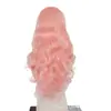 Directo del fabricante: peluca rosa, larga, ondulada, con frente de encaje 13x4 hecha de fibra sintética de alta temperatura
