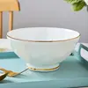 Cuenco de Cerámica de Lujo de Entrada Avanzada Jingdezhen Phnom Penh Hueso de China Cerámica para el Hogar Cuenco para Gachas Cuenco para Fideos Cuenco Grande para Sopa Nuevo Cuenco para Arroz para el Hogar