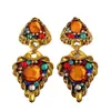 Pendientes de Diamante Amor de Aguja Plateada Europeos y Americanos Exagerados de Color Industria Pesada Sentido Avanzado Pendientes Artísticos Retro Media Antigüedad Pendientes Mujer