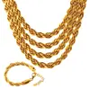 Cadena retorcida de acero inoxidable chapada en oro de 18 quilates, Cadena unisex de acero de titanio estilo hip-hop que no se decolora, Collar para parejas
