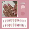 Wm-320 Blanco Rosa Francés Flor Falsas Uñas Almendra Transfronterizo Chica Caliente Impatiens Francesa 24 Piezas Uñas Portátiles Puntas Wholesale