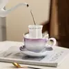 Caneca de Café Fuye Cerâmica Queimada em Forno Caneca para Home Office Caneca Pessoal para Beber Conjunto de Xícara e Pires para Chá da Tarde