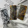Peine Sencillo de Acetato Europeo y Americano Anti-Nudos Peine de Peluquería Estampado de Leopardo Antiestático Portátil Peine de Peluquería de Corona Alta