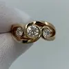 Anillo Retro Geométrico de Moda Transfronterizo con Circonita Incrustada en Oro Joyería de Fiesta de Alta Gama de Moda con Personalidad para Mujer