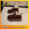 Botas de Nieve de Suela Gruesa para Aumentar la Altura para Mujer, Nuevo Estilo Otoño e Invierno 2026, Botines Cortos Estilo Birkenstock con Forro de Lana y Engrosados, Zapatos de Algodón Cálidos y Antideslizantes