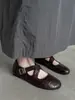 Sapatilhas Chuyu de Bico Redondo com Tira Cruzada para Mulheres, Sapatos Baixos Confortáveis de Sola Rasa, Novos Sapatos Mary Jane de Verão