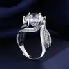 Transmisión en Vivo Transfronteriza de Douyin Nuevo Caliente Anillo de Bodas de Imitación de Diamante Mosan de 5 Quilates Línea Completa de Diamantes Anillo Elegante para Mujer