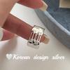 Anillo Minimalista de Plata Estilo Coreano Estilo Ins Plata Pura S925 Anillo Cruz Ancho Liso Apilable Abierto para Mujeres