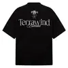 Camiseta Corta de Marca Nacional de Moda Estilo Retro Americano Bordado de Letras con Perlas para Hombre, Verano Diseño Holgado Top para Pareja