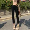 Jeans de pierna recta para mujeres petite 150 cm, que realzan la altura, primavera-verano, tiro alto, elásticos, adelgazantes, color caqui, pantalones cigarette