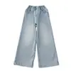 Calça Jeans Feminina 2026 Novo Outono Inverno Estilosa Roupa Infantil Calça Elástica Para Meninas Grandes Calça Wide Leg Forrada com Lã