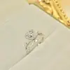 Anillo de Corona Super Brillante de Gama Alta Forma de Gota de Agua para Mujer Retro Francés Lujo Accesible Elegante Plata S925 Anillo Abierto Anillo para Dedo Índice