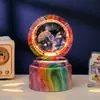 Bola de Cristal Transfronteiriça Base Giratória com Textura de Madeira Luminária Noturna Brilhante Lâmpada do Céu Estrelado 3D Decoração de Mesa Presente Criativo de Feriado