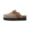 Novos Sapatos Birkenstock de Solado Grosso 2026, Meia-Chinelos Fechados para Mulheres, Chinelos Retrô Desgastados, Sapatos Casuais Birkenstock em Jeans para Uso Externo