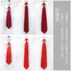 Estudiantes Hombres y Mujeres Rojo, Azul y Negro Monocromático Color Puro Profesional Trabajo Ropa Formal Atado a Mano Fácil de Tirar Corbata Perezosa Cremallera Casual