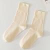 Calcetines de tubo medio de algodón fino color caramelo para mujer, de primavera y verano, color crema, lisos, combinables, transpirables, con forma de luna, medias apiladas.