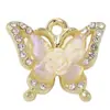 Diseño Fresco Único Mariposa Rosa Aleación Accesorio Colgante Pendientes de Temperamento Collar Accesorios DIY en Stock