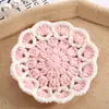 Novos na fábrica simples fofo flor de crochê porta-copos de lã tecidos porta-copos flores cor-de-rosa atacado feito à mão elástico de cabelo