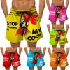 Pantalones de Playa para Hombre Divertidos Estampado 3D de Pavo de Pascua Bañador Plátano Burlón Pantalones Cortos Casuales Europeos y Americanos