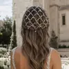 Faixa de Cabelo com Pingente de Cristal Gota de Rede para Novo Produto Transfronteiriço Moda Europeia e Americana Acessórios de Cabelo para Noiva Casamento Corrente de Cabelo