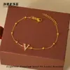 Pulseira Personalizada de Aço Titânio com Letras para Mulheres 26 Letras Inglesas Corrente de Contas Aço Inoxidável Leve Luxo Estilo Ins Personalização em Massa