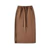 Falda Recta con Abertura Lateral y Cordón Ajustable Estilo Americano para Mujer, Deportiva y de Ocio, Cubre Caderas, Cintura Alta, Ajustada, Largo Midi