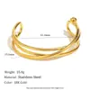 Estilo Europeo y Americano Nicho Minimalista Irregular Joyería Acero Inoxidable Chapado en Oro de 18K Pulsera Ancha Martillada Ola para Mujer