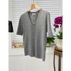 Ropa de Hong Kong y Americana/Nuevo Estilo Europeo Ajustada Delicada 30% Lana de Oveja Hilo Yangzi Camisa de Punto de Manga Corta
