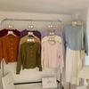 Suéter de veludo sintético de guaxinim estilo suave casaco feminino outono e inverno Novo gola redonda fivela de coração pequeno cardigã de tricô top