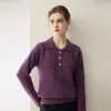 Suéter grueso de cachemira para mujer con cuello alto, hombros caídos y diseño de punto acanalado para otoño e invierno 2026