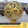 Decoração de Bola Oca de Aço Inoxidável para Exterior Bola Oca Grande Ornamento de Bola Oca Jardim Corte a Laser Grama Produção da Terra