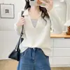 [Especial] Colección Otoño 2026 para Mujer Tallas Grandes: Elegante y Casual Top de Manga Larga con Diseño de Retazos Rayados y Apariencia de Dos Piezas Falsas, Estilo 1082