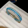 Pulsera abierta de circonita cúbica redonda en tonos fríos, estilo coreano, un diseño versátil y único, una pieza de joyería ligera y lujosa