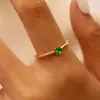 Moda Ins Europeia e Americana Simples Acessível Luxo Geométrico Anel de Diamante Joia Feminina Aço Inoxidável Banhado a Ouro 18K Anel Fino Atacado