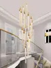 Chandelier Escada Francesa Villa Personalidade Criativa Arte Senso Avançado loft Corredor de Escada Alto Chandelier Longo Rotativo