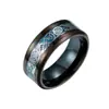 Anillo de Acero Inoxidable de Moda Transfronterizo con Patrón de Dragón Negro, Patrón Diagonal, Anillo Azul de Acero Inoxidable Estilo Europeo y Americano para Hombre