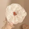Elástico de cabelo com laço, anel de cabelo de ursinho, acessório de cabelo estilo casual, suave para o cabelo, scrunchie simples, flor de cabelo