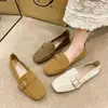 Zapatos planos cuadrados con hebilla para mujer de talla grande, nueva colección primavera/otoño 2026, mocasines casuales sin cordones de suela plana