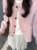 Comércio Exterior 2026 Outono/Inverno Novo Cardigan Vintage de Tricô Trançado para Mulheres, Casaco Suéter Engrossado de Gola Redonda com Botões