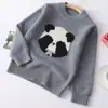 Suéter jacquard de panda infantil, gola alta, suéter de lã espesso, unissex, para bebês, peça externa de outono e inverno, top de malha para usar por baixo
